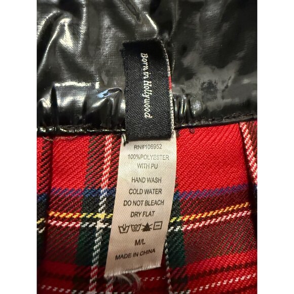 Vtg Foreplay Red Plaid Skirt & Top Set  Black Lace Cross Accents M/L Punk grunge - Picture 6 of 13